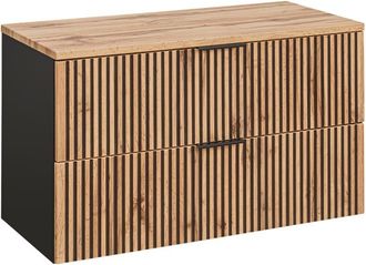 Petits Meubles Mueble bajo lavabo encimera estratificado marrón negro