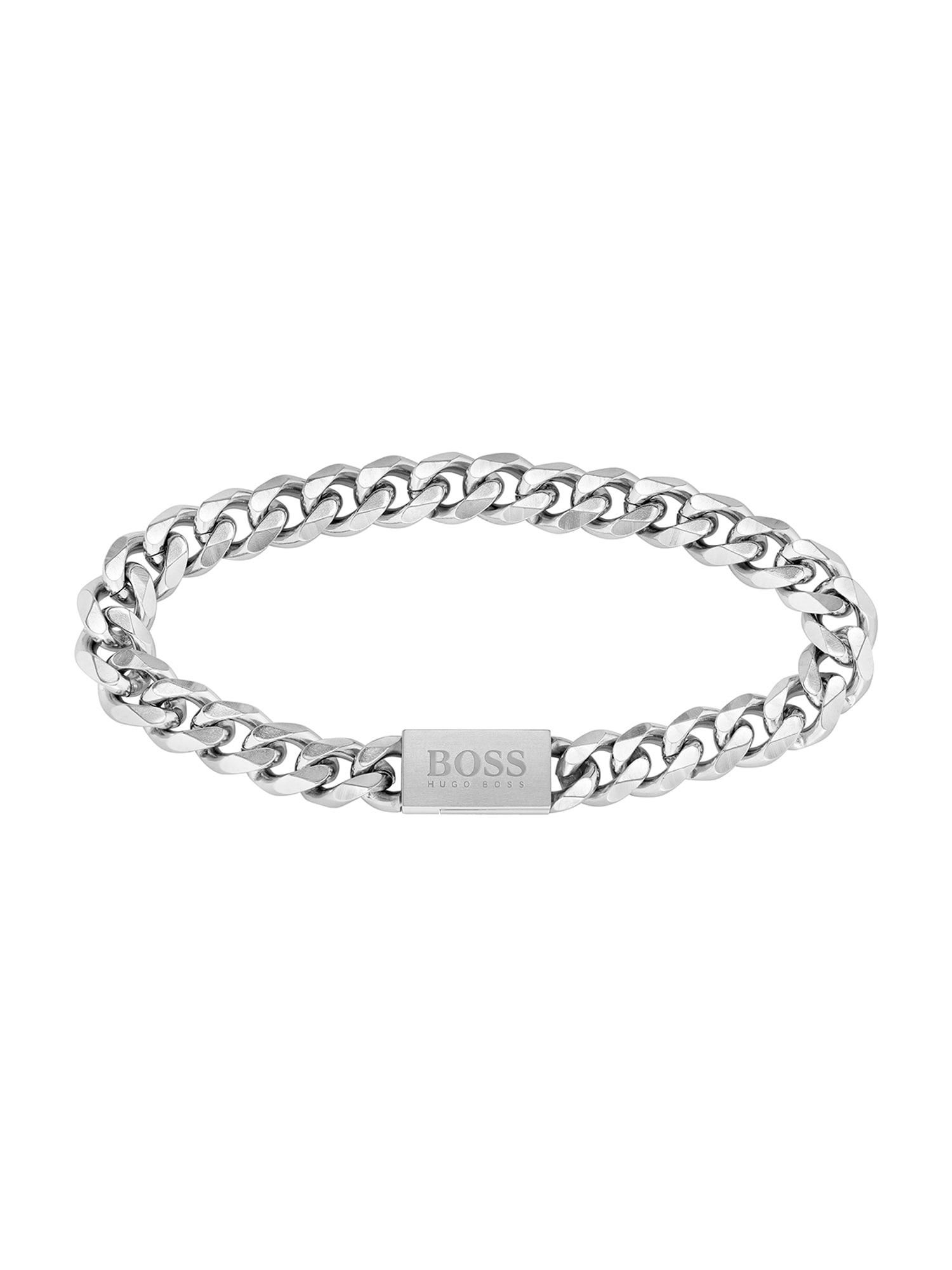 BOSS Jewelry Herren Armband SWAY Aus Edelstahl – Gliederdesign, 19 Cm Innenumfang, Mit Gravur