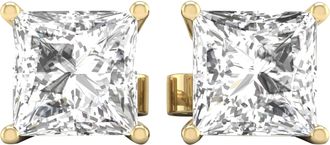 Diamond2Deal 14k Yellow Gold 1Ct Princess Lab Grown Diamond Solitaire Stud Earrings