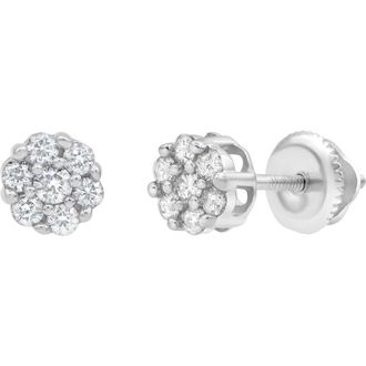 LuvMyJewelry Meadow 0.25 Ct TW Lab Grown Diamond Cluster Studs 14K White Gold Earrings at Nordstrom