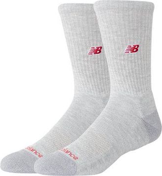 New Balance Unisex Active NB Premium Crew Socks 2 Pack in Grigio, Poliestere, Taglia XL