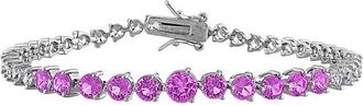 Rina Limor Silver 8.39 Ct. Tw. Lab-Grown Pink And White Sapphire Graduated Tennis Bracelet