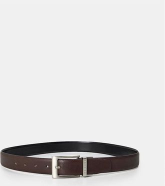 Ted Baker Mens Leather Pin Buckle Belt with Logo - Brown - Size: 40W