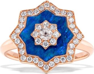 David Morris 18kt rose gold Astra diamond and opal ring - women - 18kt Rose Gold/Diamond - 49