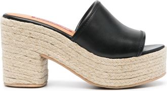 Moschino leather espadrilles - women - Calf Leather/Rubber/Jute/Calf Leather - 36 - Black