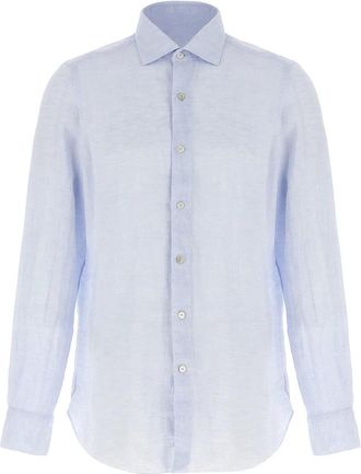 Finamore Heren, Overhemden, Blauw, Maat: XL Linnen