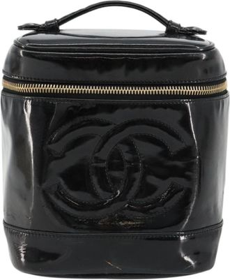 Chanel Vintage Timeless Cosmetic Case Patent Black Patent_Leather Handbag (Pre-Owned)