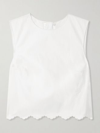 Patou Crop Top A Schiena Scoperta In Popeline Di Cotone Smerlato - Bianco