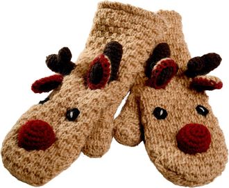 Nirvanna Designs Crochet Reindeer Mittens in White at Nordstrom, Size Medium