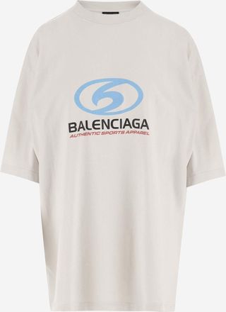 Balenciaga Womens Cotton T-Shirt With Logo Ivory T-Shirts & Jerseys