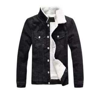 Generic Mens Winter Denim Jacket, Thick Fleece-Lined Warm Coat - Plus Size Slim Fit Casual Outerwear