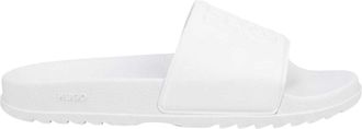 HUGO BOSS Dames/Dames Match It Stacked Logo Flat Sliders (Wit)