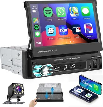 OEM Autorradio 1 Din Compatible Con Carplay Y Android Auto, Pantalla T&aacute;ctil Hd De 7 Pulgadas Con Mirror Link, C&aacute;mara De Visi&oacute;n Trasera, Controles En El Vo
