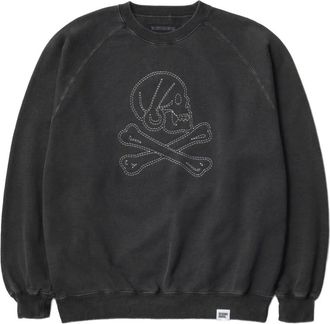 Neighborhood Sweater met geborduurde doodskop - Grijs