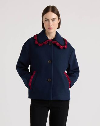 NVLT Womens Jacket with Crochet Trim