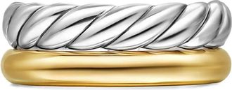 David Yurman Anello rigido DY Mercer Two Row in oro 18 carati e argento sterling