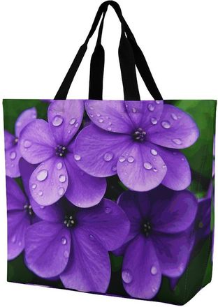 Generic Violet Flower Shopping Bag Reusable Shopper Bag Durable Tote Bags For Yoga College Picnic