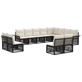 vidaXL Conjunto De Sof&aacute;s De Jard&iacute;n 12 Uds. Negro Rat&aacute;n Sint&eacute;tico Vidaxl