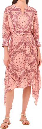 Misa Solmaz Midi Dress In Rose Bandana