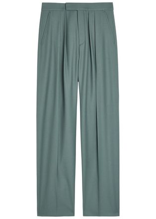 Chlo&eacute; Pleated Straight-leg Wool Trousers - Grey - 38 (UK10 / S)