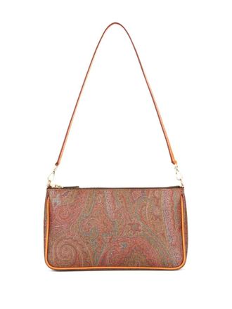 Etro Kleine leren schoudertas met paisley-print - Bruin