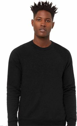 Bella + Canvas Unisex Sponge Fleece Raglan Crewneck Sweatshirt In Black Heather