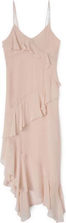 Motivi Midi jurk met ruches - Dames - Feestkleedjes - Roze - M - Polyester - Kleedjes