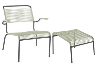 Schubiger M&ouml;bel Spaghetti-Lounger + Hocker S&auml;ntis mit Armlehnen