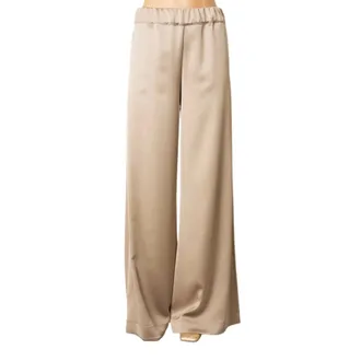 D.exterior Wide Trousers, female, Beige, Size: XL Pantalone New Satin Wash
