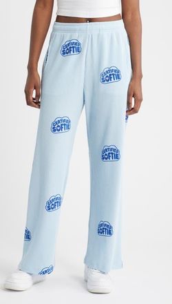 The Mayfair Group Certified Softie Waffle Knit Fleece Graphic Sweatpants in Blue at Nordstrom, Size Xx-Large