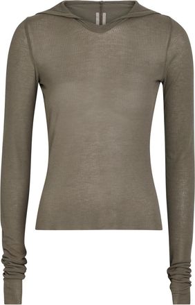 Rick Owens Hooded Ribbed Fine-knit top - Light Brown - 42 (UK10 / S)