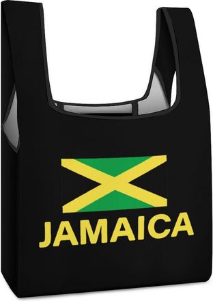 Generic Jamaica Flag Reusable Shopping Bags Lightweight Foldable Grocery Bag Polyester Washable Tote Bag