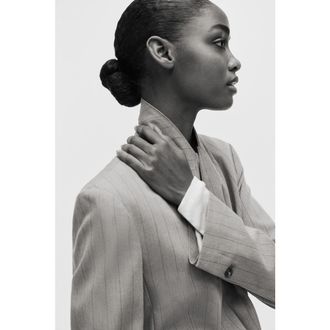 H&M Single-breasted Blazer in Beige/pinstriped at Nordstrom, Size Xx-Small