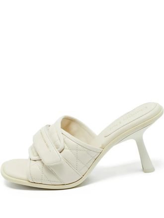 Dior Gewatteerde leren slippers met hak - Beige