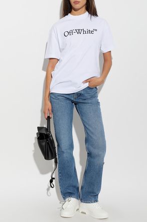 Off-white T-shirt With Printed Logo, Womens, White