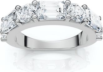 Pompeii3 2.30Ct Emerald & Round Diamond Wedding Anniversary Ring 14k Lab Grown