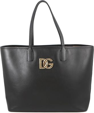 Dolce & Gabbana Black Leather Shopping Bag Tote Bag (Pre-Owned)