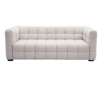 Miliboo Divano design 3 posti in tessuto effetto velluto testurizzato beige corto