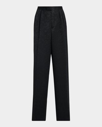 Dries Van Noten Men & apos;s Preaches Floral Jacquard Wide-Leg Pleated Trousers