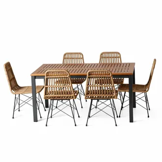 Concept Usine Conjunto de jard&iacute;n de 6 plazas con mesa de madera natural y sillas de