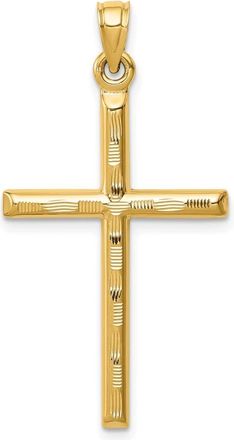 Diamond2Deal 14k Yellow Gold Hollow Diamond-cut Cross Pendant