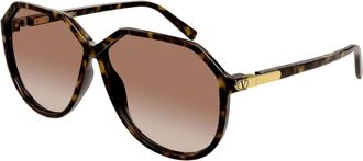 Valentino Sunglasses, female, Brown, Size: 61 MM V-Logo Sunglasses