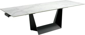 Angel Cerd&aacute; Mesa comedor extensible rectangular m&aacute;rmol porcel&aacute;nico y acero negro