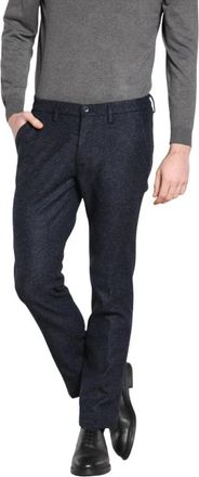 Mason's Broeken, Heren, Blauw, M, Wol, Slim Fit Visgraatwol Chino Broek