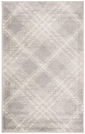 Safavieh Alfombra cuadros modernos de polipropileno gris/blanco, 122 x 183 cm