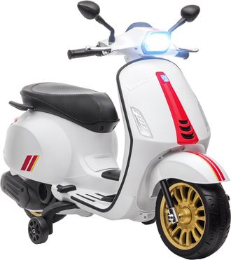 OEM Moto El&eacute;ctrica Para Ni&ntilde;os De +3 A&ntilde;os Con Licencia Vespa Con Usb Mp3 Luz Led Radio Fm Velocidad 3 Km/h Carga 35kg Blanco