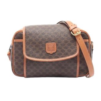 Celine Pre-owned Cross Body Bags, female, Brown, Size: ONE SIZE Pre-owned Macadam Coated Canvas Shoulder Bag