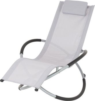 ECD Germany Ecd Germany - Tumbona Mecedora Plegable Gris Claro Con Coj&iacute;n Reposacabezas Sill&oacute;n Ergon&oacute;mico Resistente A Los Rayos Uv Y A La Intemperie Robusto Para 