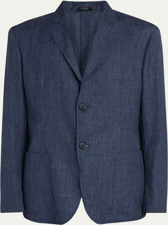 Giorgio Armani Mens Wool-Silk Melange Sport Coat