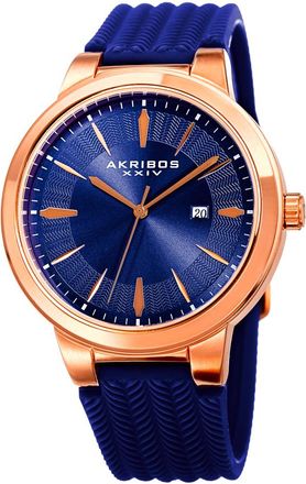 Akribos XXIV Quartz Blue Dial Blue Silicone Mens Watch AK1007RGBU